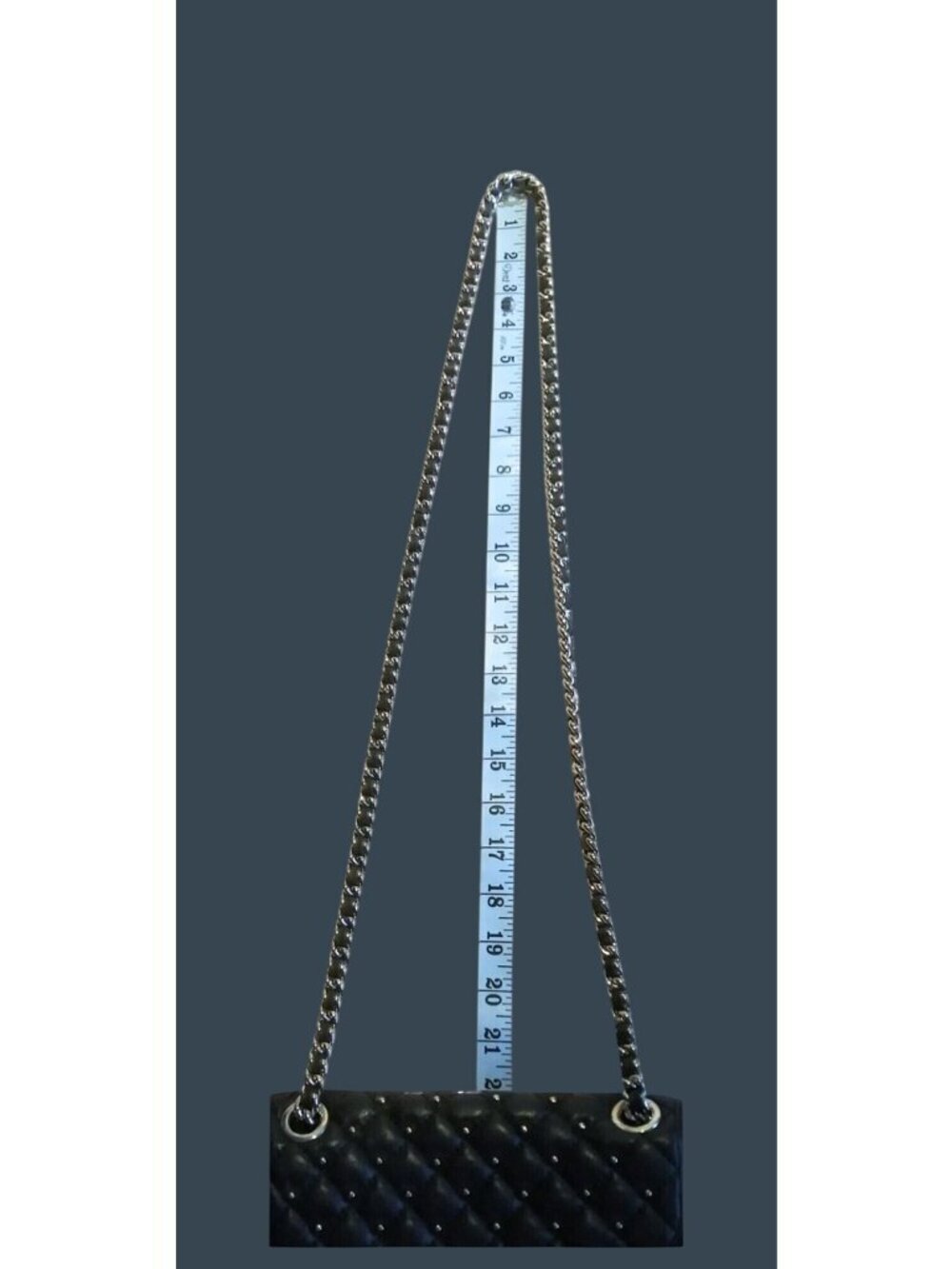 Rebecca Minkoff Quilted Black Leather Crossbody Bag With Gold Chain Strap & Blue - Picture 10 of 16